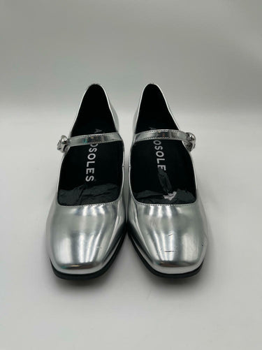 Aerosoles Women's CALI Mary Jane Heel, Silver Mirror Metallic Faux Leather, 8.5W