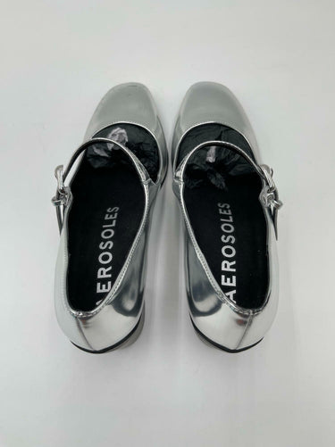 Aerosoles Women's CALI Mary Jane Heel, Silver Mirror Metallic Faux Leather, 8.5W