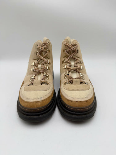 Women’s Chanel 2023 Interlocking CC Logo Hiking Boots Beige Size 37.5