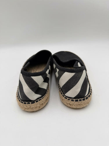 Off-White Black/White Stripes Round Toe Slip On Espadrilles Flats Womens Size 41