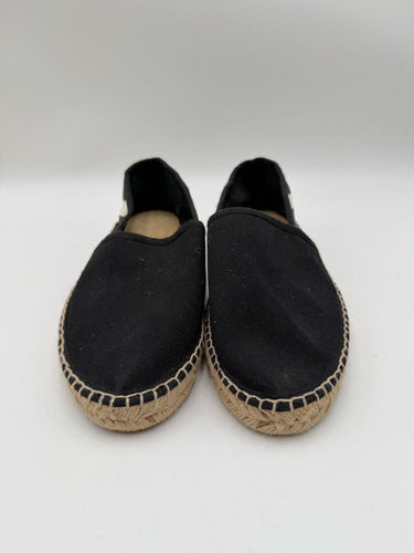 Off-White Black/White Stripes Round Toe Slip On Espadrilles Flats Womens Size 41
