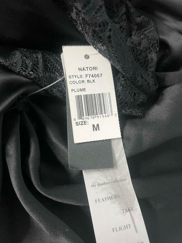 Natori Women's Solid Charmeuse Essentials Wrap Robe Sleepwear, Black, M