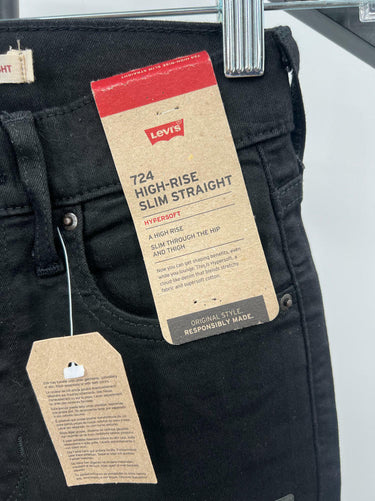 Levi's Women's 724 High Rise Straight Jeans Black (25x30) 0 Short Levi's