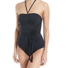 Women’s Skin Halter Strap Bandeau One Piece Swimsuit Swimsuit Black Size L Skin