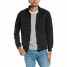 Tahari mens Quilted Mix Zip-Up Mock Neck Jacket  Blue Size M Tahari